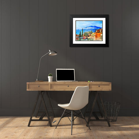 Pueblo Black Modern Wood Framed Art Print with Double Matting by Acosta
