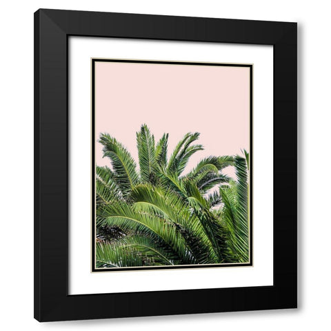 Tropical Leaves on Blush II Black Modern Wood Framed Art Print with Double Matting by Acosta
