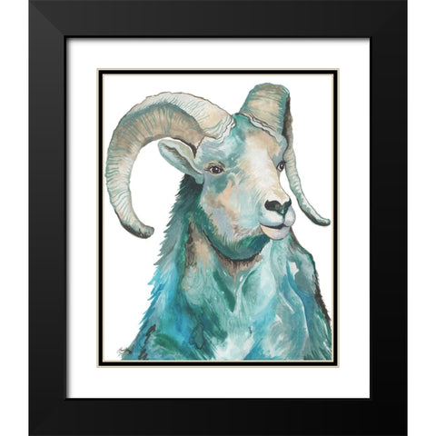 Teal Ram Black Modern Wood Framed Art Print with Double Matting by Medley, Elizabeth