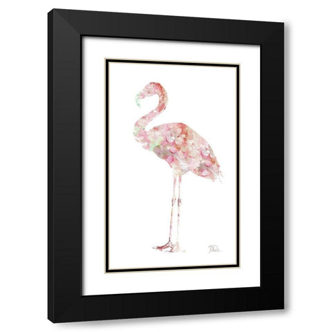 Flowery Flamingo Black Modern Wood Framed Art Print with Double Matting by Pinto, Patricia