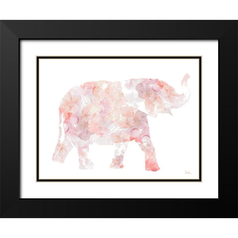 Flowers In Elephant Black Modern Wood Framed Art Print with Double Matting by Pinto, Patricia