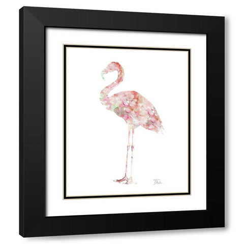 Flowers In Flamingo Black Modern Wood Framed Art Print with Double Matting by Pinto, Patricia