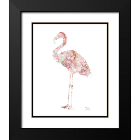 Flowers In Flamingo Black Modern Wood Framed Art Print with Double Matting by Pinto, Patricia