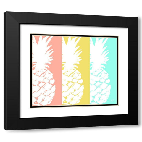 Modern Pineapple Trio Black Modern Wood Framed Art Print with Double Matting by DeRice, Julie