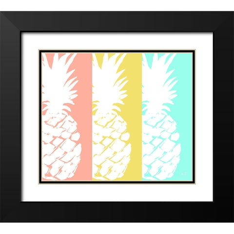 Modern Pineapple Trio Black Modern Wood Framed Art Print with Double Matting by DeRice, Julie
