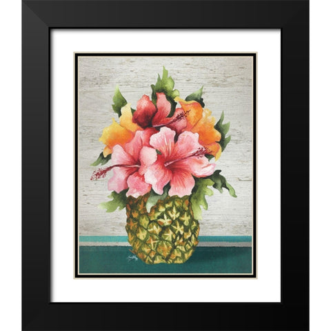 Tropical Bouquet Black Modern Wood Framed Art Print with Double Matting by Medley, Elizabeth
