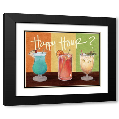 Happy Hour Drinks Black Modern Wood Framed Art Print with Double Matting by Medley, Elizabeth