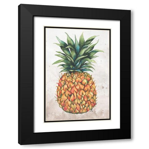 Tropic Pineapple Black Modern Wood Framed Art Print with Double Matting by Medley, Elizabeth