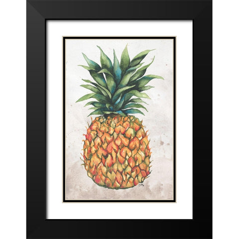 Tropic Pineapple Black Modern Wood Framed Art Print with Double Matting by Medley, Elizabeth