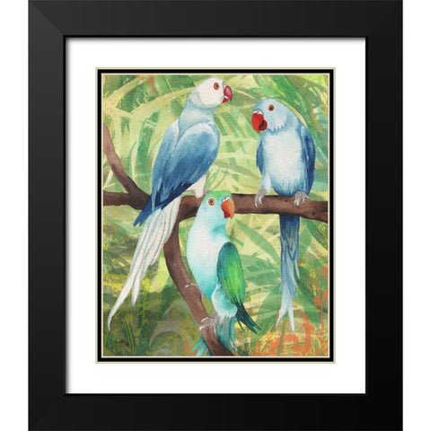 Tropical Birds I Black Modern Wood Framed Art Print with Double Matting by Medley, Elizabeth