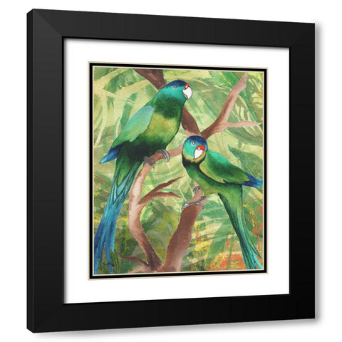 Tropical Birds II Black Modern Wood Framed Art Print with Double Matting by Medley, Elizabeth