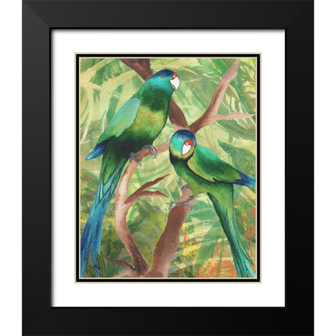 Tropical Birds II Black Modern Wood Framed Art Print with Double Matting by Medley, Elizabeth