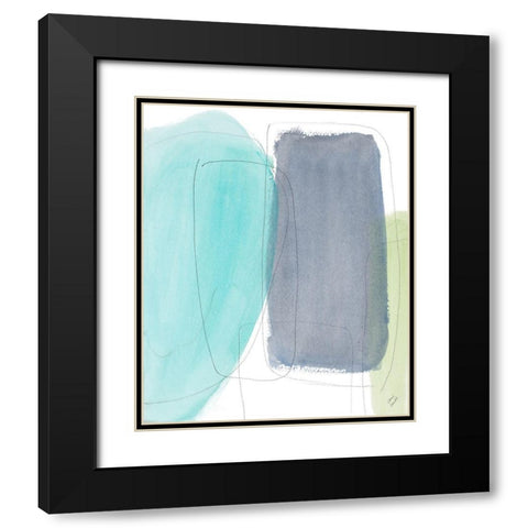 Teal and Grey Abstract I Black Modern Wood Framed Art Print with Double Matting by Loreth, Lanie