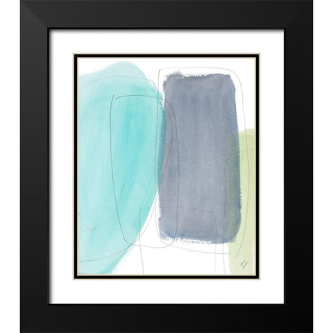 Teal and Grey Abstract I Black Modern Wood Framed Art Print with Double Matting by Loreth, Lanie