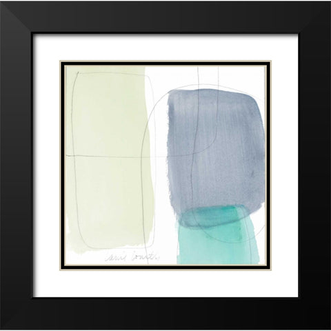 Teal and Grey Abstract II Black Modern Wood Framed Art Print with Double Matting by Loreth, Lanie