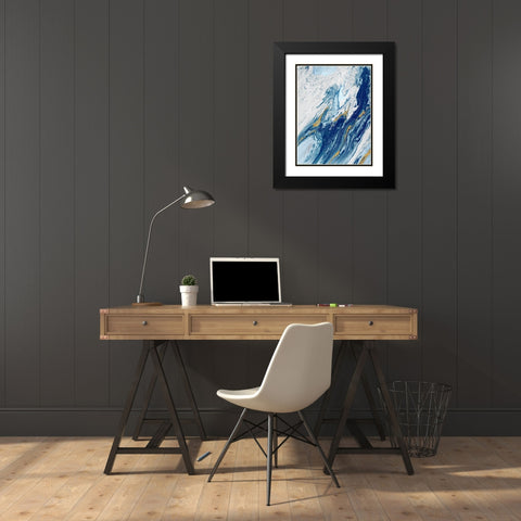 Beach Blue Waves Black Modern Wood Framed Art Print with Double Matting by Mercado, M.