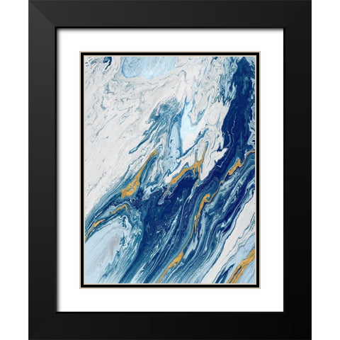 Beach Blue Waves Black Modern Wood Framed Art Print with Double Matting by Mercado, M.