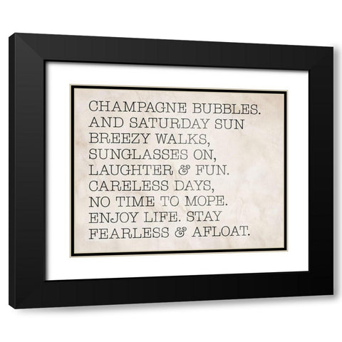 Champagne Bubbles Black Modern Wood Framed Art Print with Double Matting by SD Graphics Studio