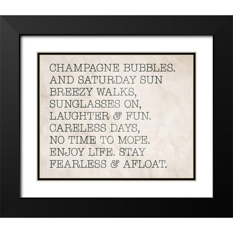 Champagne Bubbles Black Modern Wood Framed Art Print with Double Matting by SD Graphics Studio