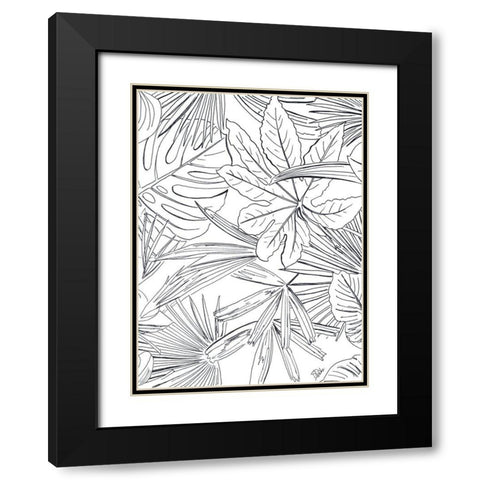 Tropical Leaves Black Modern Wood Framed Art Print with Double Matting by Pinto, Patricia