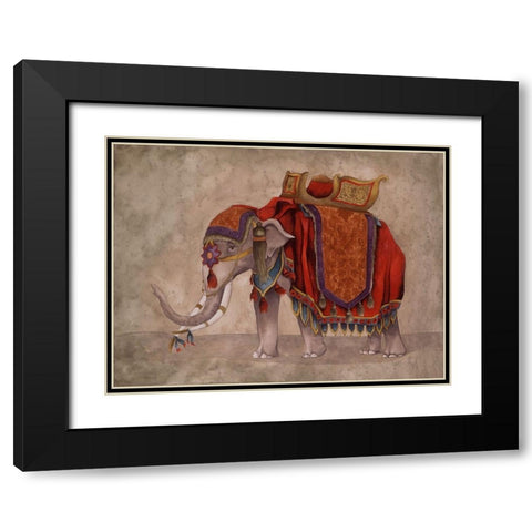 Ceremonial Elephants I Black Modern Wood Framed Art Print with Double Matting by Medley, Elizabeth