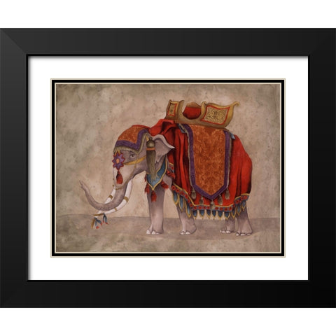 Ceremonial Elephants I Black Modern Wood Framed Art Print with Double Matting by Medley, Elizabeth