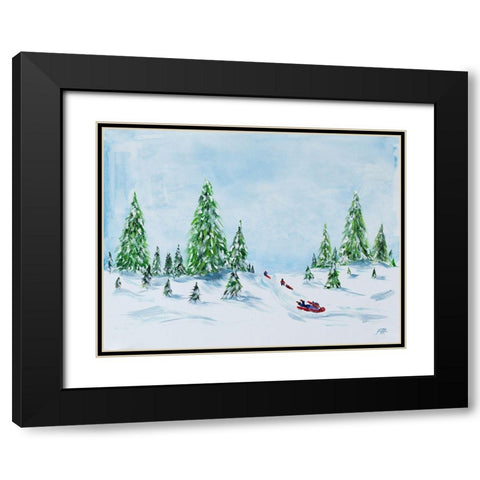 Winter Fun II Black Modern Wood Framed Art Print with Double Matting by DeRice, Julie