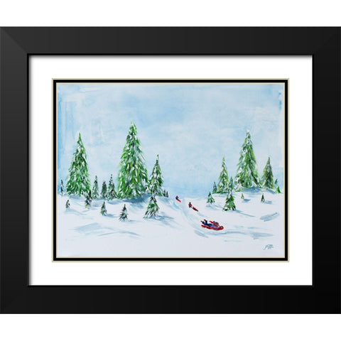 Winter Fun II Black Modern Wood Framed Art Print with Double Matting by DeRice, Julie