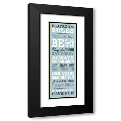 Playroom Rules Black Modern Wood Framed Art Print with Double Matting by SD Graphics Studio