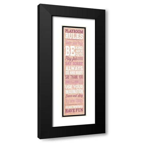 Playroom Rules Black Modern Wood Framed Art Print with Double Matting by SD Graphics Studio