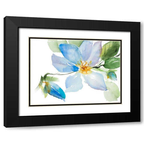 Single Clematis with Buds Black Modern Wood Framed Art Print with Double Matting by Loreth, Lanie