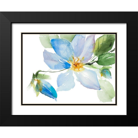 Single Clematis with Buds Black Modern Wood Framed Art Print with Double Matting by Loreth, Lanie