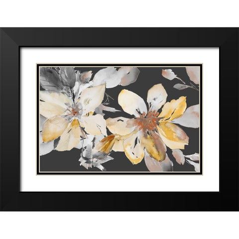 Yellow Clematis on Grey Black Modern Wood Framed Art Print with Double Matting by Loreth, Lanie
