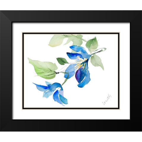 Clematis Branch with New Flower Black Modern Wood Framed Art Print with Double Matting by Loreth, Lanie