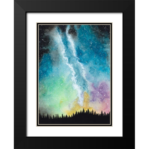 Magical Night Sky Black Modern Wood Framed Art Print with Double Matting by Bucheli, Amaya
