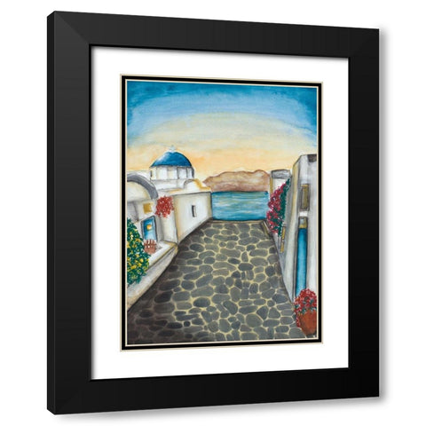 Santorini Black Modern Wood Framed Art Print with Double Matting by Bucheli, Amaya