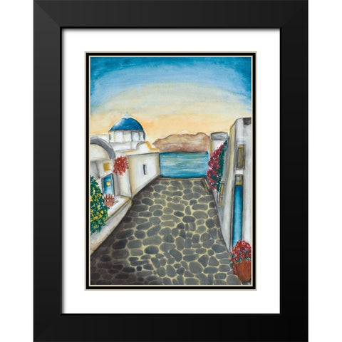 Santorini Black Modern Wood Framed Art Print with Double Matting by Bucheli, Amaya