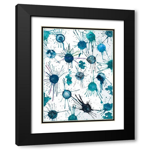 Splattered Moons Black Modern Wood Framed Art Print with Double Matting by Bucheli, Amaya