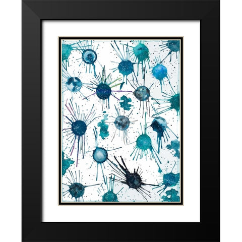 Splattered Moons Black Modern Wood Framed Art Print with Double Matting by Bucheli, Amaya