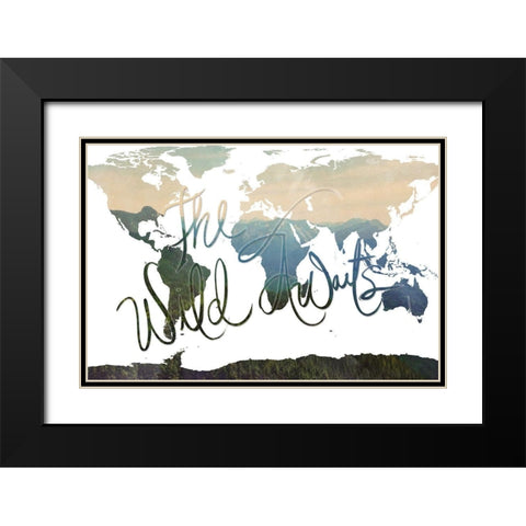 The WIld Awaits Map Black Modern Wood Framed Art Print with Double Matting by Wilson, Kali
