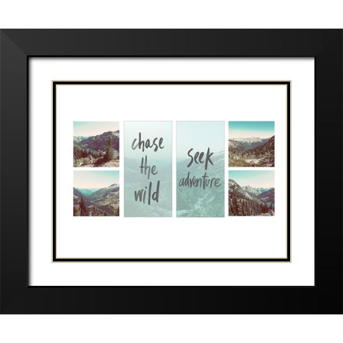 Adventure Collage Black Modern Wood Framed Art Print with Double Matting by Wilson, Kali