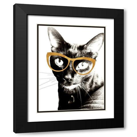 Cool Kat Black Modern Wood Framed Art Print with Double Matting by Wilson, Kali