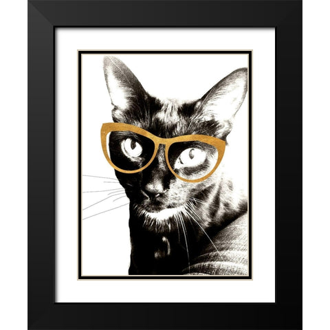 Cool Kat Black Modern Wood Framed Art Print with Double Matting by Wilson, Kali