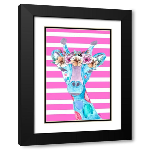 Funky Giraffe Black Modern Wood Framed Art Print with Double Matting by Wilson, Kali