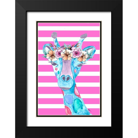Funky Giraffe Black Modern Wood Framed Art Print with Double Matting by Wilson, Kali
