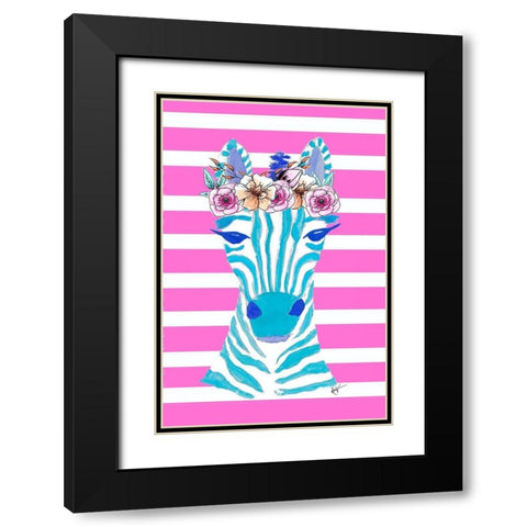 Funky Zebra Black Modern Wood Framed Art Print with Double Matting by Wilson, Kali