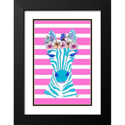 Funky Zebra Black Modern Wood Framed Art Print with Double Matting by Wilson, Kali