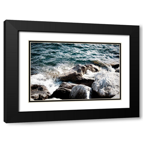 Crashing Waves Black Modern Wood Framed Art Print with Double Matting by Wilson, Kali