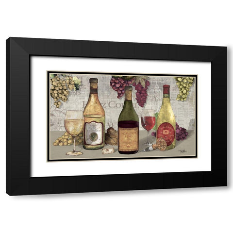 Uncork Wine Trio II Black Modern Wood Framed Art Print with Double Matting by Baker, Mary Beth