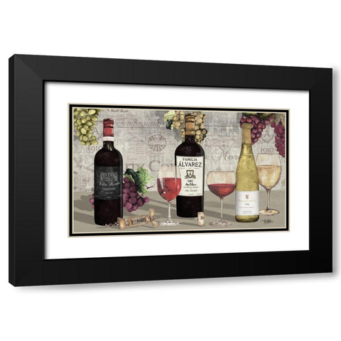 Uncork Wine Trio I Black Modern Wood Framed Art Print with Double Matting by Baker, Mary Beth